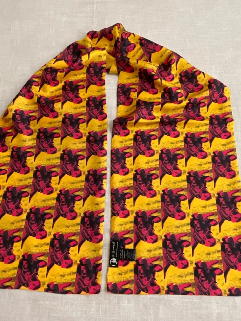 NWOT Andy Warhol X Pepe Jeans “COW”2008 Collector Rare Silk Scarf 13”x70”